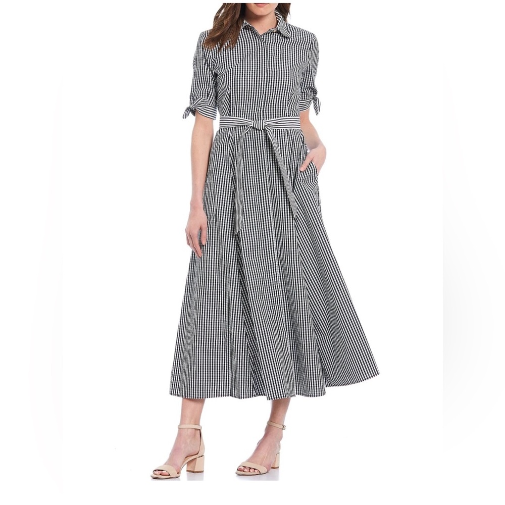 Calvin Klein Blue/White Gingham belted Dress